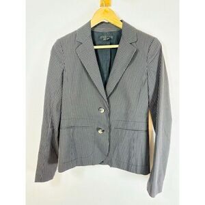 Theory Boothe Blazer Classic Striped Cotton‎ Black White Size 4 GUC